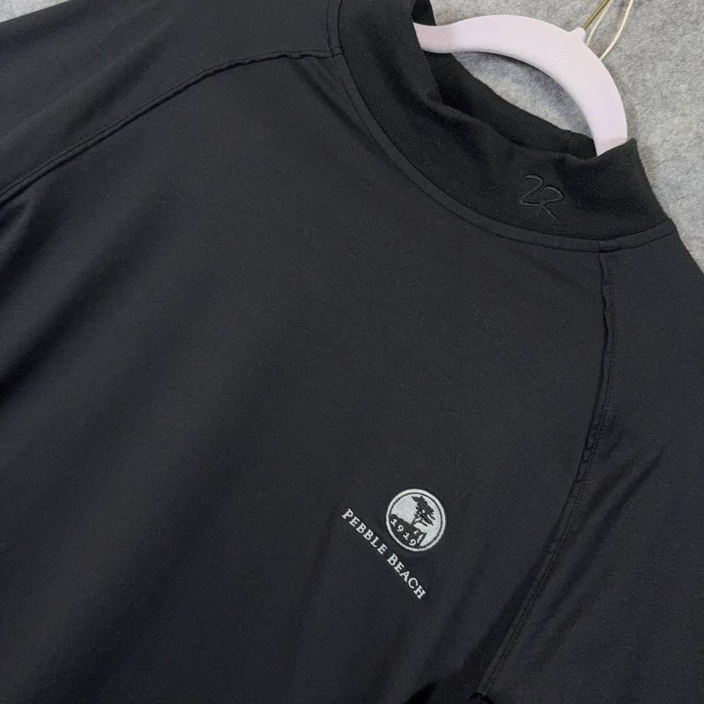 Zero Restriction Mock Neck Performance Shirt Sz L Black Tour Series Pebble Beach